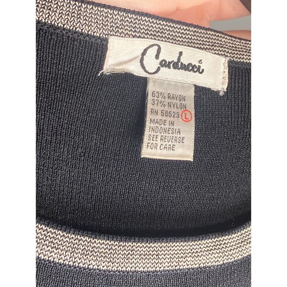 Vintage Carducci Black White Grid Minimalist Short Sleeve Sweater Knit ~ Sz L - Picture 7 of 8